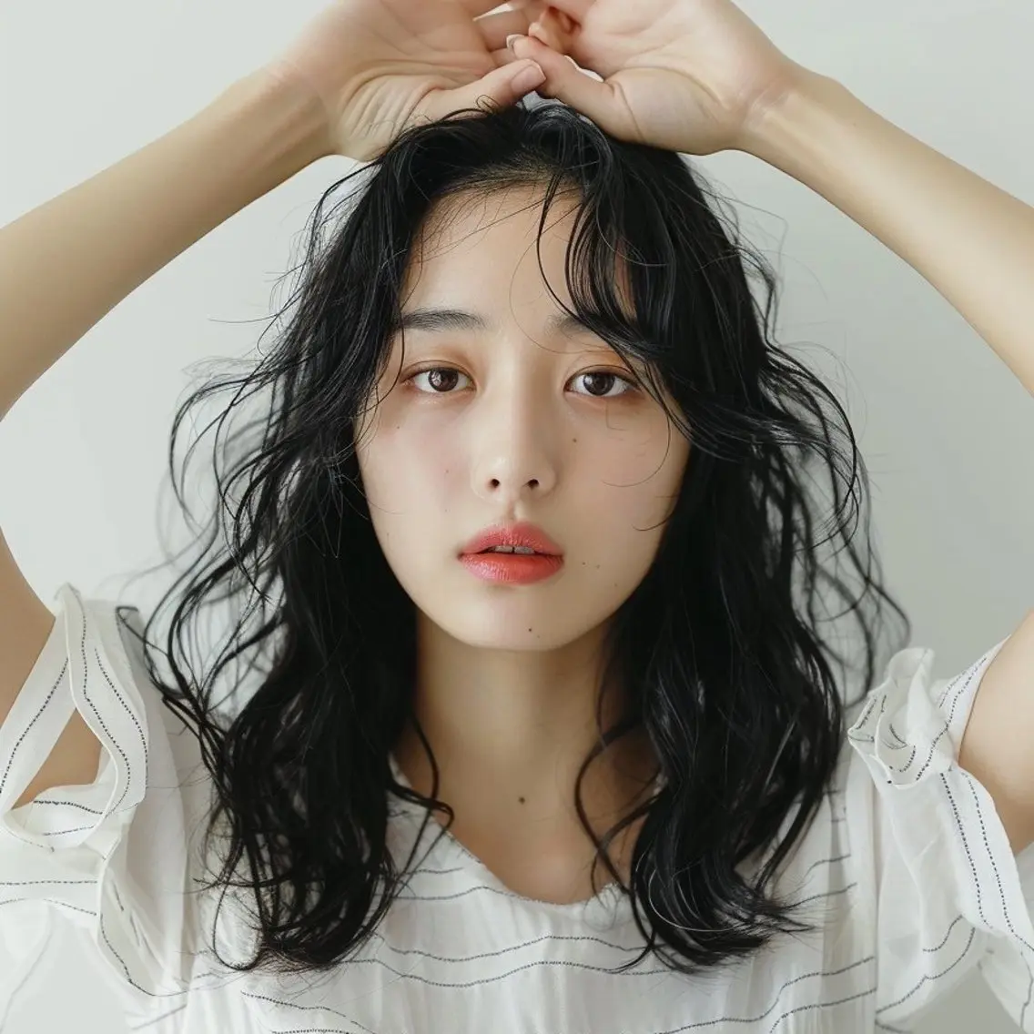 ミディアム カット ヘアカラー トリートメント しもかわ かほのヘアスタイル