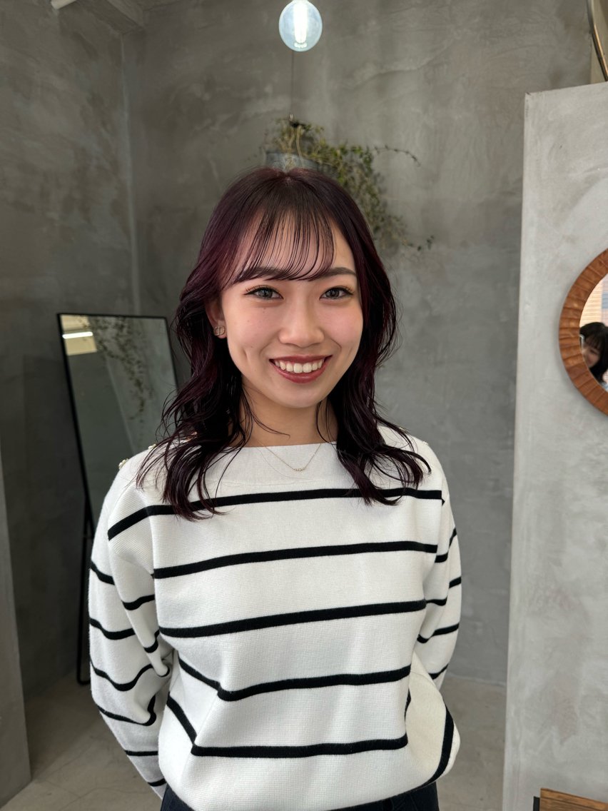 ミディアム カラー ピンクカラー MAEUL miyuのヘアスタイル