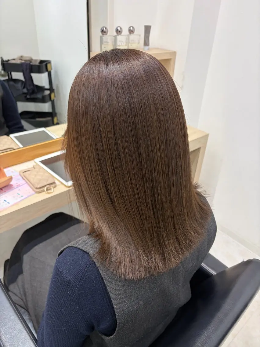 ミディアム カット ヘアカラー トリートメント 【ニュアンスカラー・ 髪質改善】スズキカナのヘアスタイル