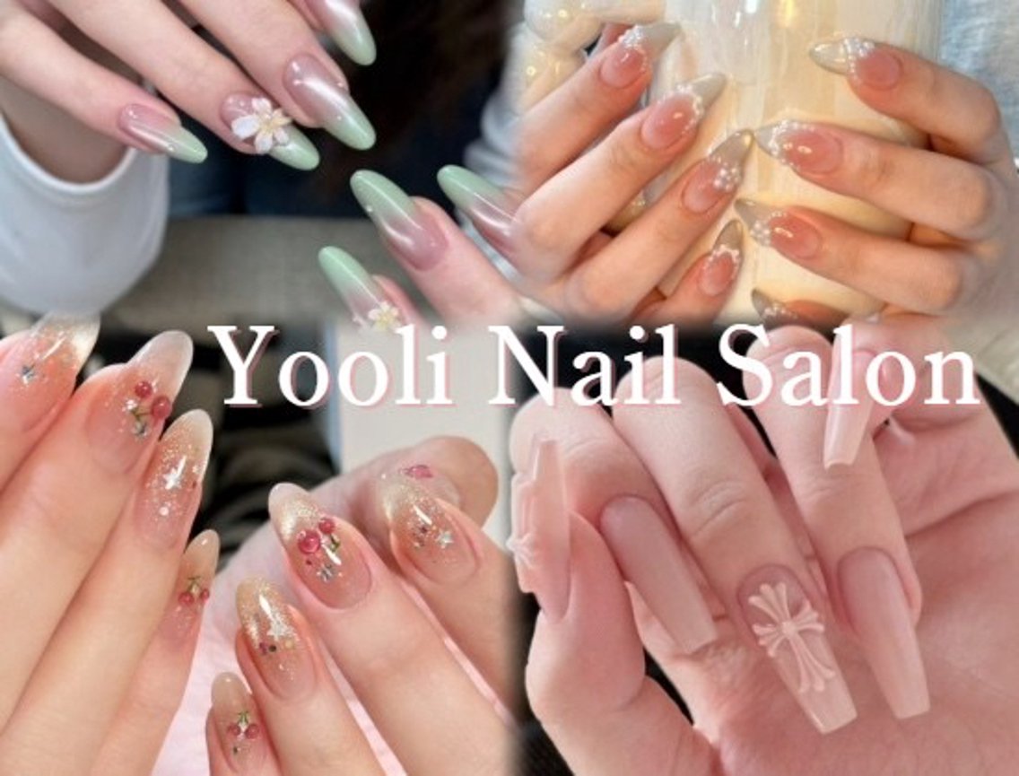 ネイル アートネイル オーロラネイル チークネイル フレンチネイル ガラスフレンチ 🎀🎀YooLi Nail Salonのネイルデザイン