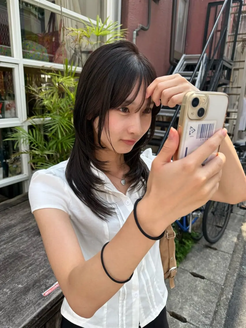 セミロング 顔周りカット ハッシュカット ハイレイヤー レイヤーカット カット ヘアカラー 【副店長】DAYS 2nd 久木山湧也のヘアスタイル