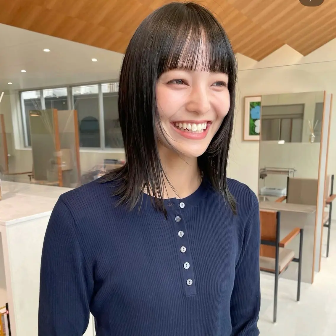 ミディアム カラー 透明感カラー カット ヘアカラー トリートメント レイヤー/縮毛矯正/ 暖色/mao🎀のヘアスタイル