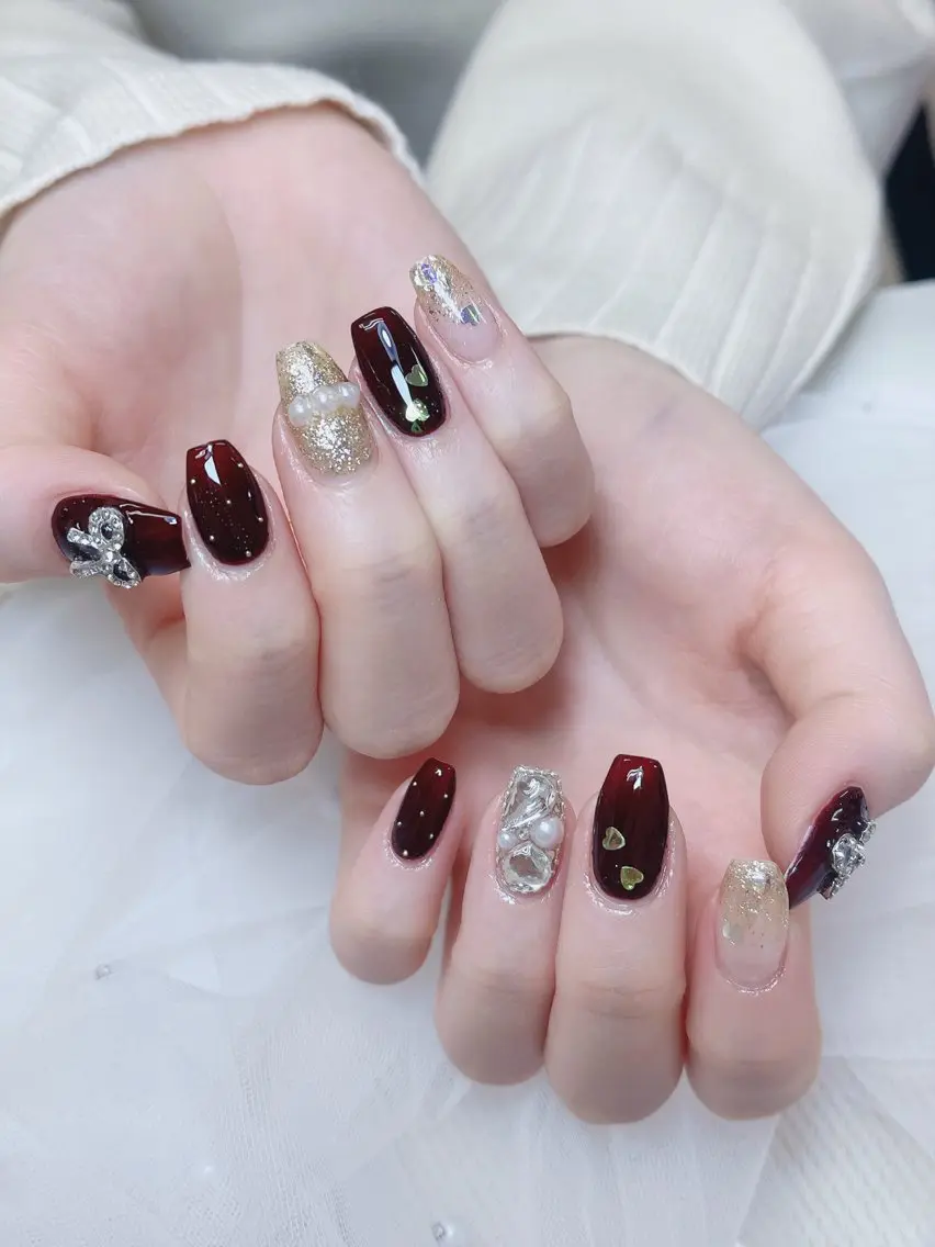 ネイル チークネイル 成人式 フレンチネイル グラデーション 氷ネイル・うるうるネイル ハンドネイル DUO MI nail salonのネイルデザイン