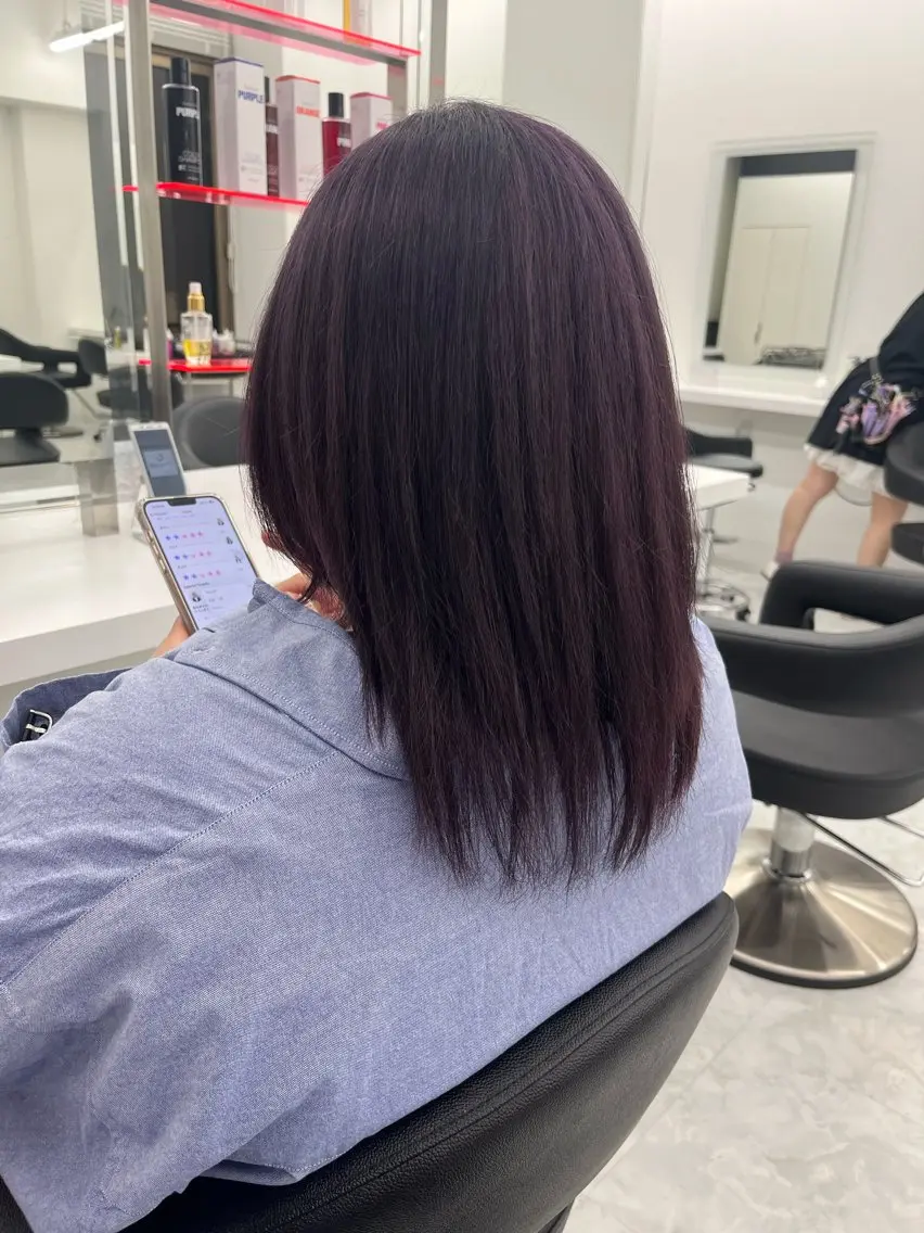 ミディアム カラー ディープパープル パープルカラー ヘアカラー 💖トレンド春夏 カラー💖FUTAのヘアスタイル