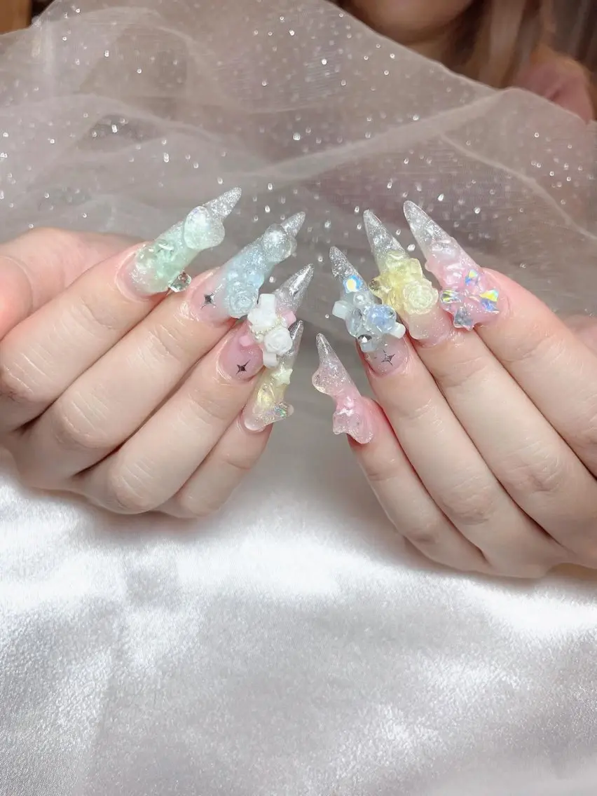 ネイル チークネイル 長さ出し フラッシュネイル ジェルネイル 韓国ネイル ハンドネイル Queen Nail Salonのネイルデザイン