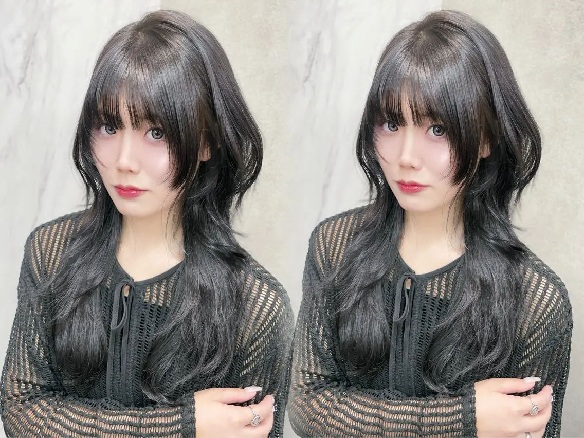 セミロング ヘアカラー MOE 福岡韓国ヘア✧︎のヘアスタイル