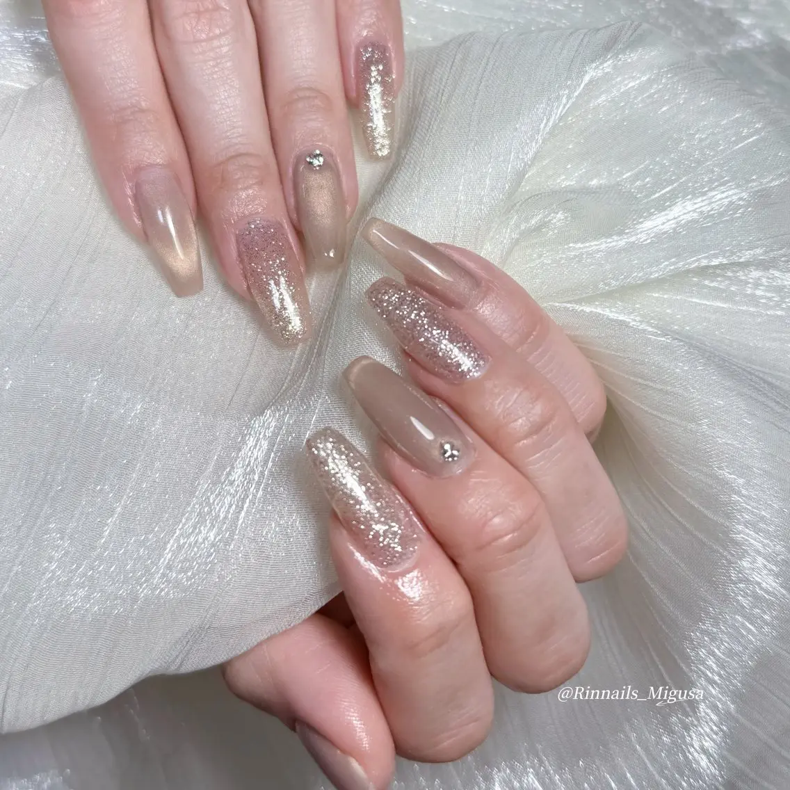 ミディアム 韓国風ヘア RIN NAILS ᥫ᭡Migusaのネイルデザイン