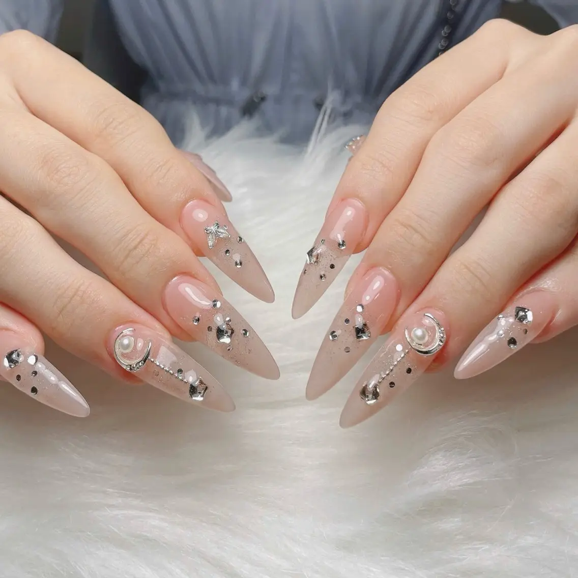 ネイル オーロラネイル ボルドー ブラウン 氷ネイル・うるうるネイル キラキラネイル ハンドネイル Sora  Nail 長さ出し専門店のネイルデザイン