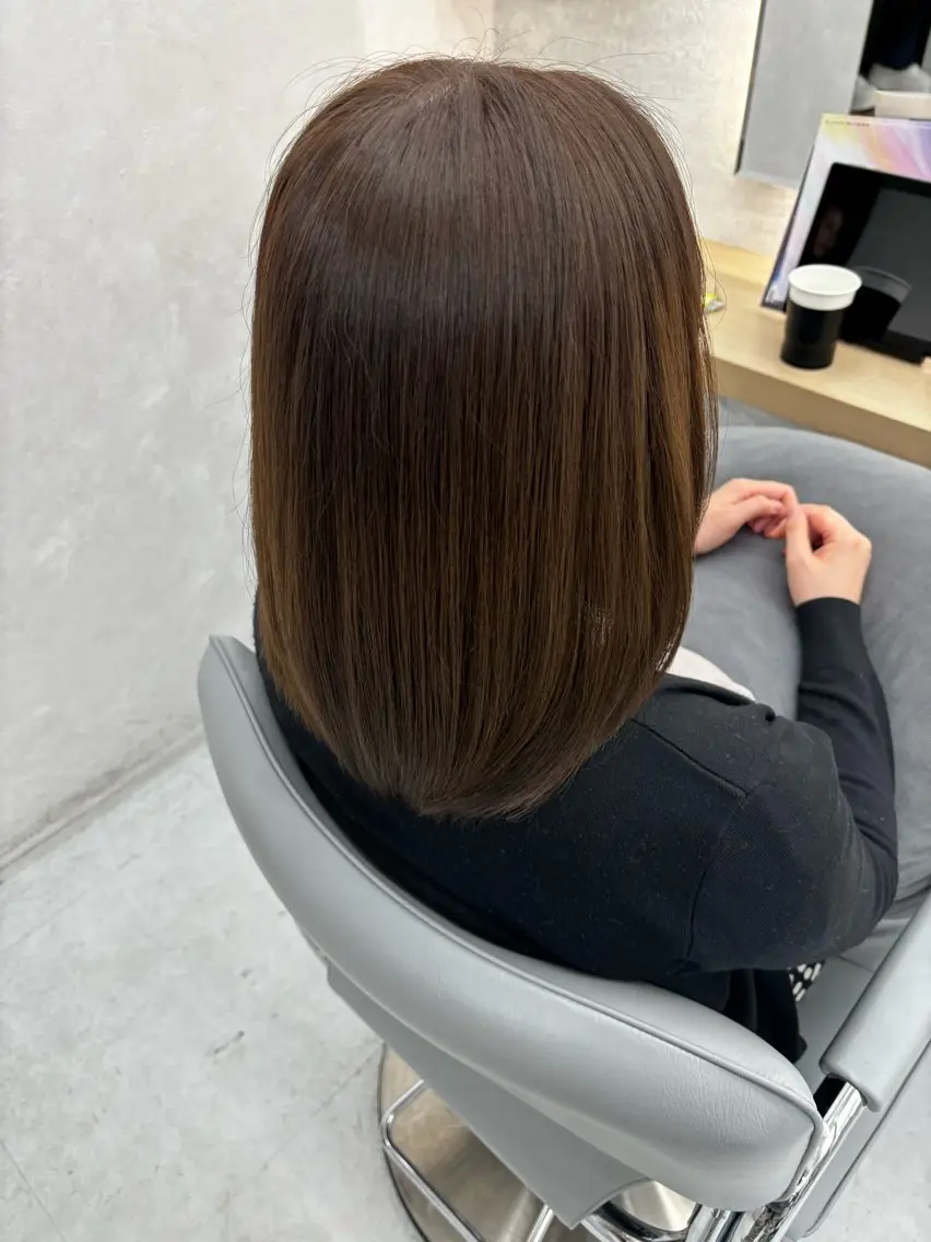 ミディアム カット ヘアカラー 縮毛矯正 トリートメント 今話題の艶髪矯正 美艶カラー/FUKAのヘアスタイル