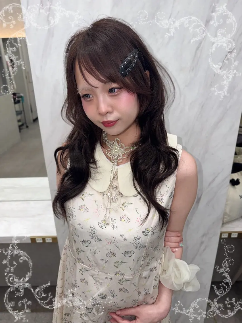 セミロング カット ヘアカラー MOE 福岡韓国ヘア✧︎のヘアスタイル