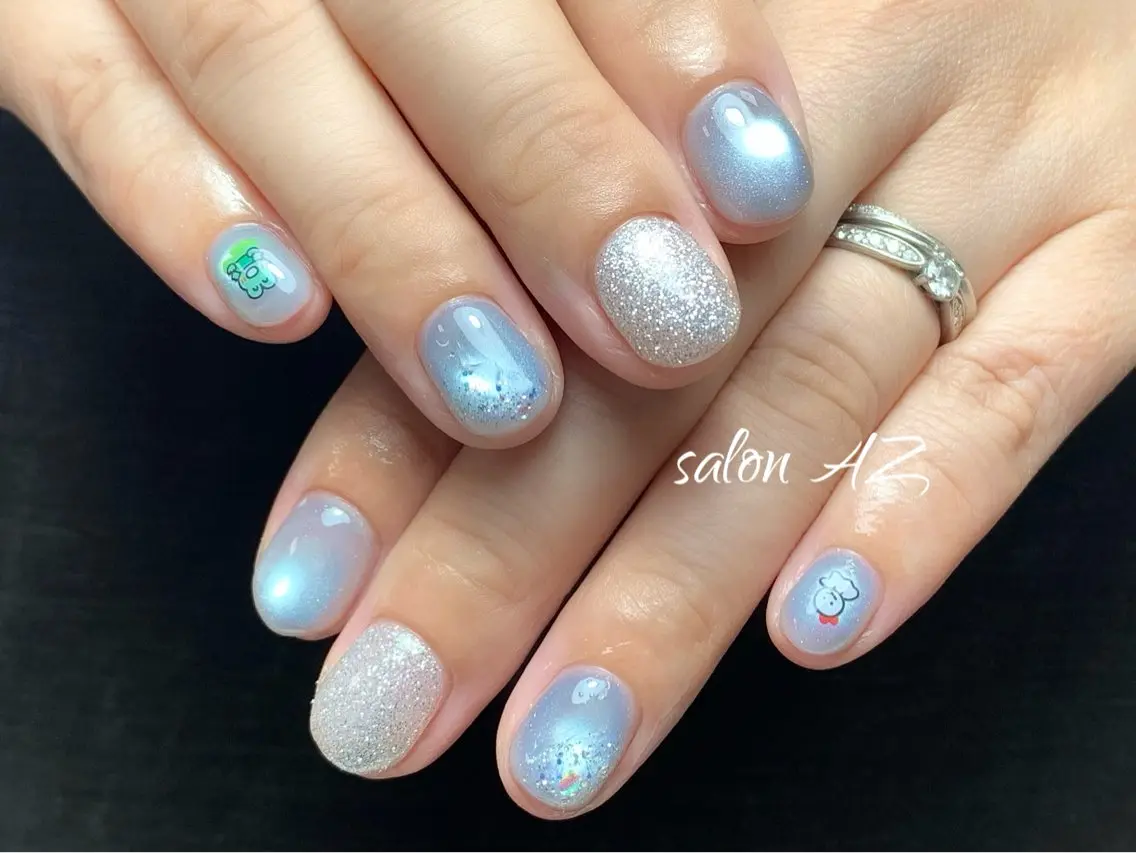 ネイル アートネイル フレンチネイル マグネットネイル ニュアンスネイル オフィスネイル ハンドネイル salon AZのネイルデザイン