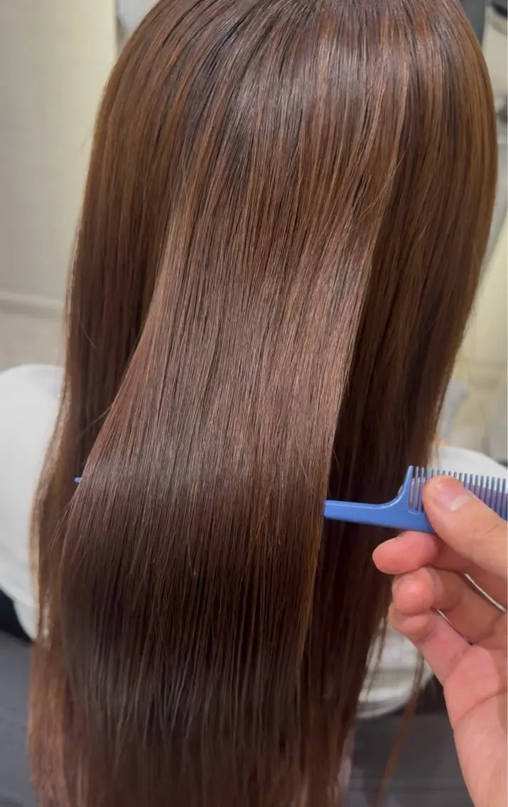 セミロング パーマ カット 縮毛矯正 デジタルパーマ/江阪 平田七海のヘアスタイル