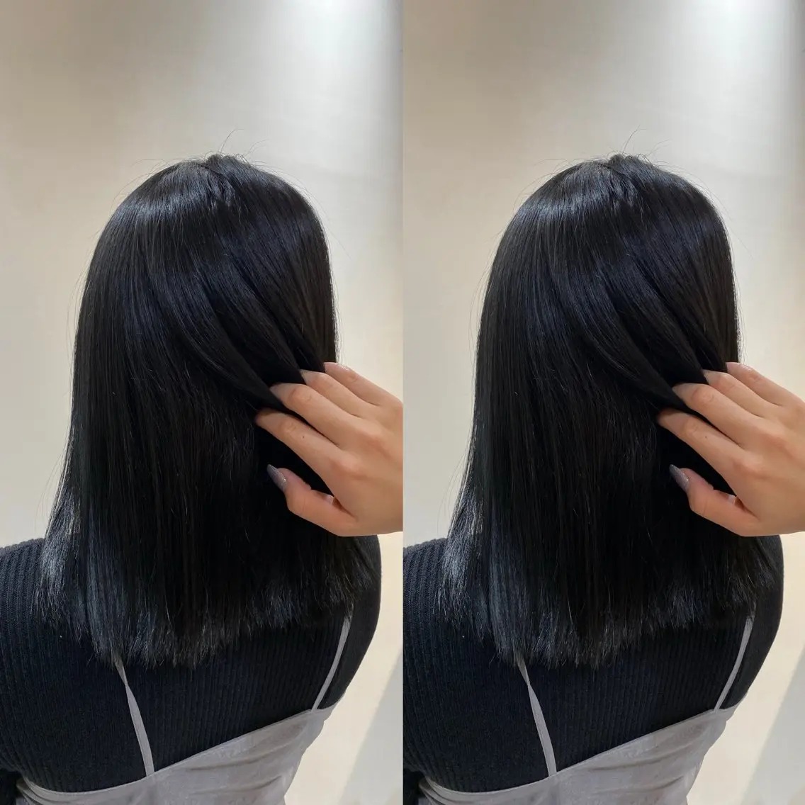 カラー 黒髪 ブルーカラー ブルーブラック ヘアカラー 🌼ホシカワ ナナカ🌼のヘアスタイル