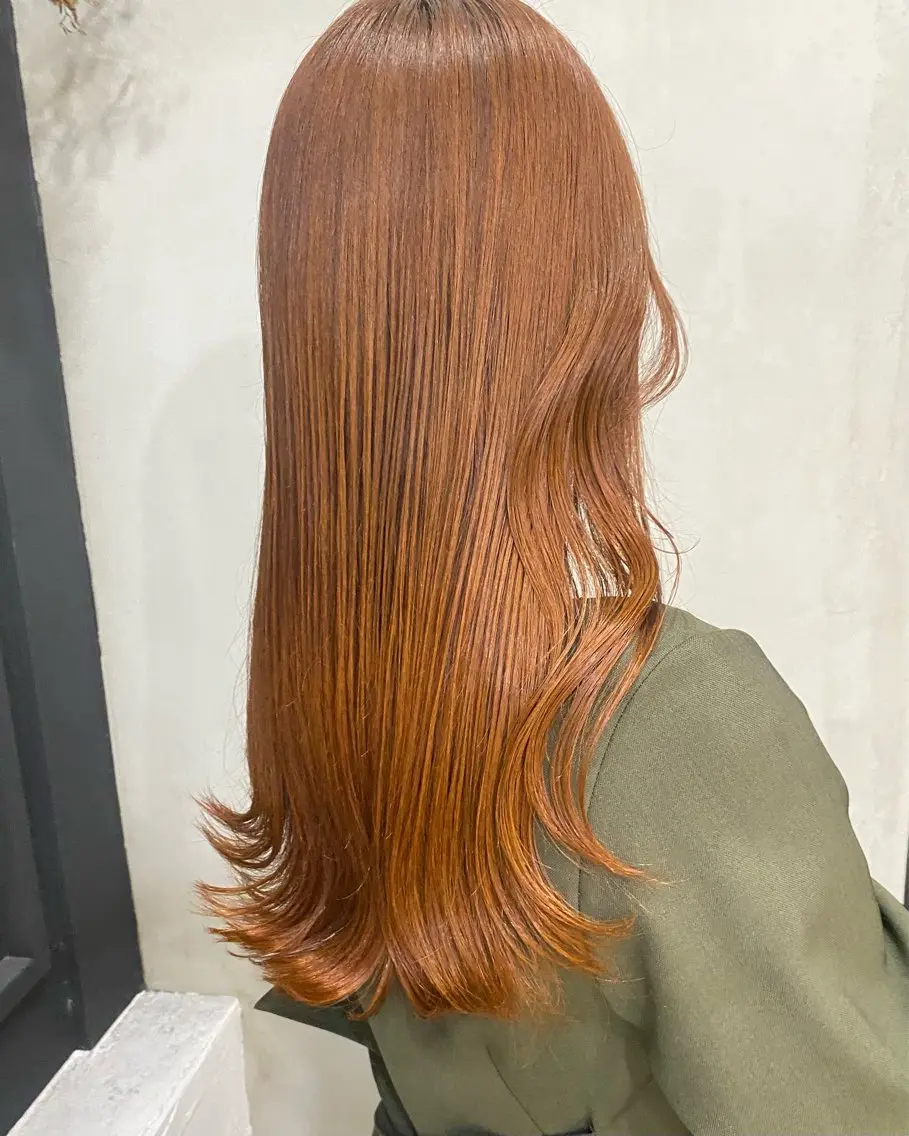 ロング カラー オレンジ ヘアカラー ヘッドスパ ✨レディースカット モデル募集✨イブキのヘアスタイル