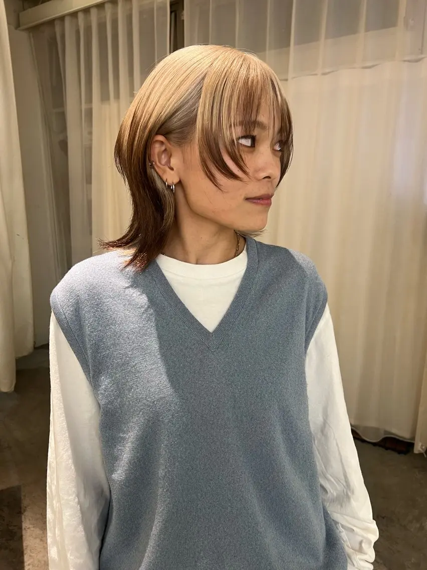 ミディアム カラー カット ヘアカラー 圧倒的デザイン力 店長🎨RENAのヘアスタイル