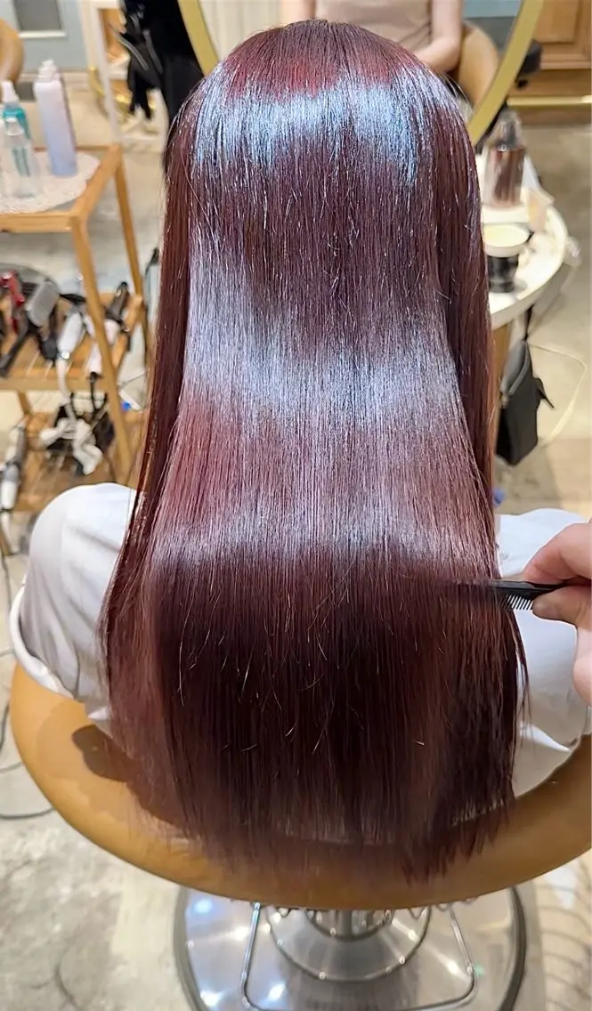 ロング カット 縮毛矯正 トリートメント 髪質改善🦋韓国ヘア /艶髪カラー/ゆうとのヘアスタイル