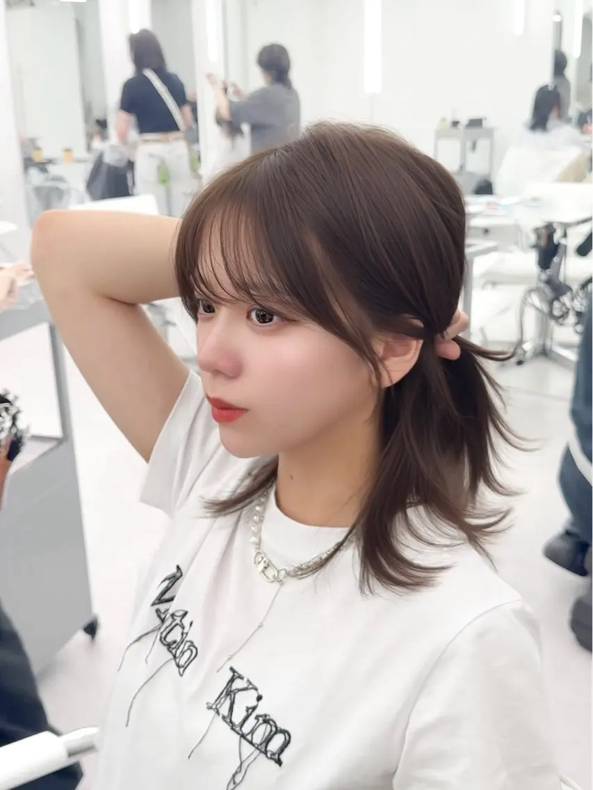 ミディアム カラー ヘアアレンジ カット ヘアカラー トリートメント 顔周り&ミディアム 特化/池袋/kokiのヘアスタイル