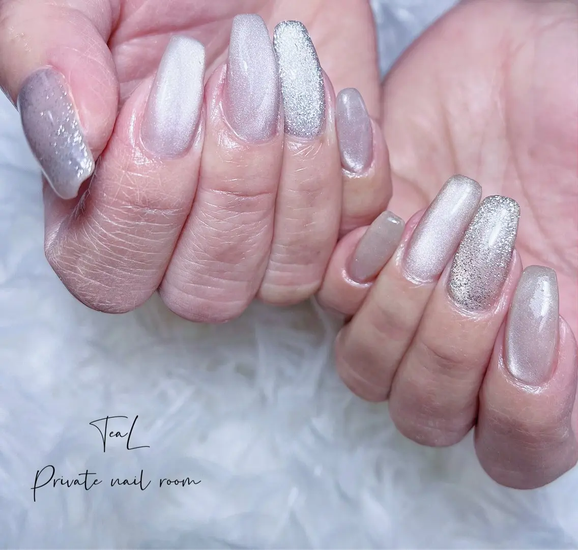 ネイル マグネットネイル シンプルネイル TeaL nailのネイルデザイン