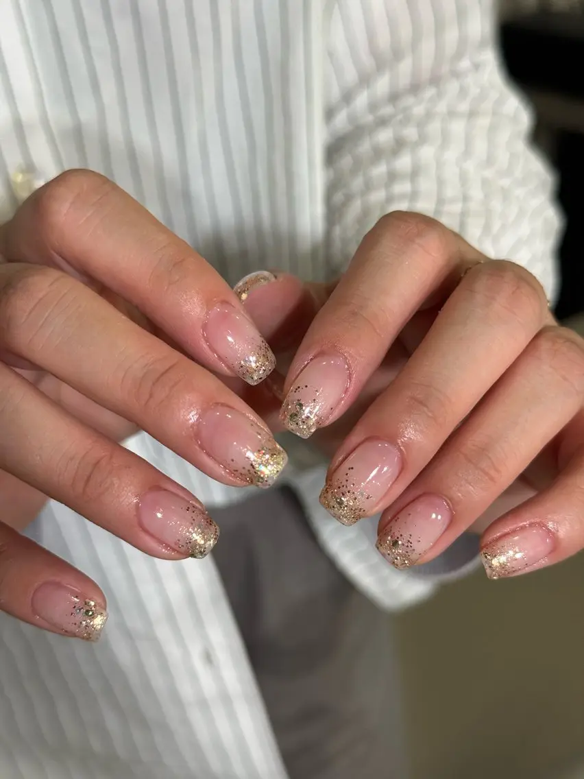 ネイル カジュアル グラデーション キラキラネイル ラメ(グリッター) ラメグラデーション ハンドネイル filonnail / kotoneのネイルデザイン