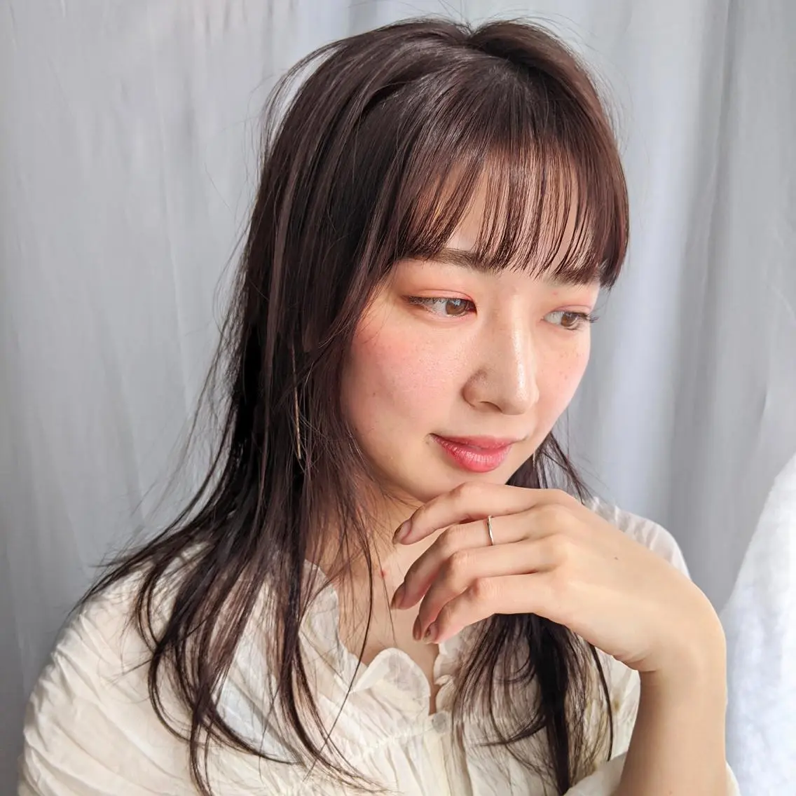 ミディアム カラー ピンクカラー カット ヘアカラー トリートメント kitin 吉祥寺 山岸花のヘアスタイル
