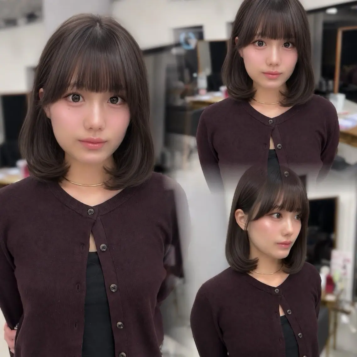 ミディアム カラー ショコラグレージュ 透明感カラー グレージュ ボブ カット ヘアカラー 透明感カラー×韓国 ヘア  Kiraのヘアスタイル