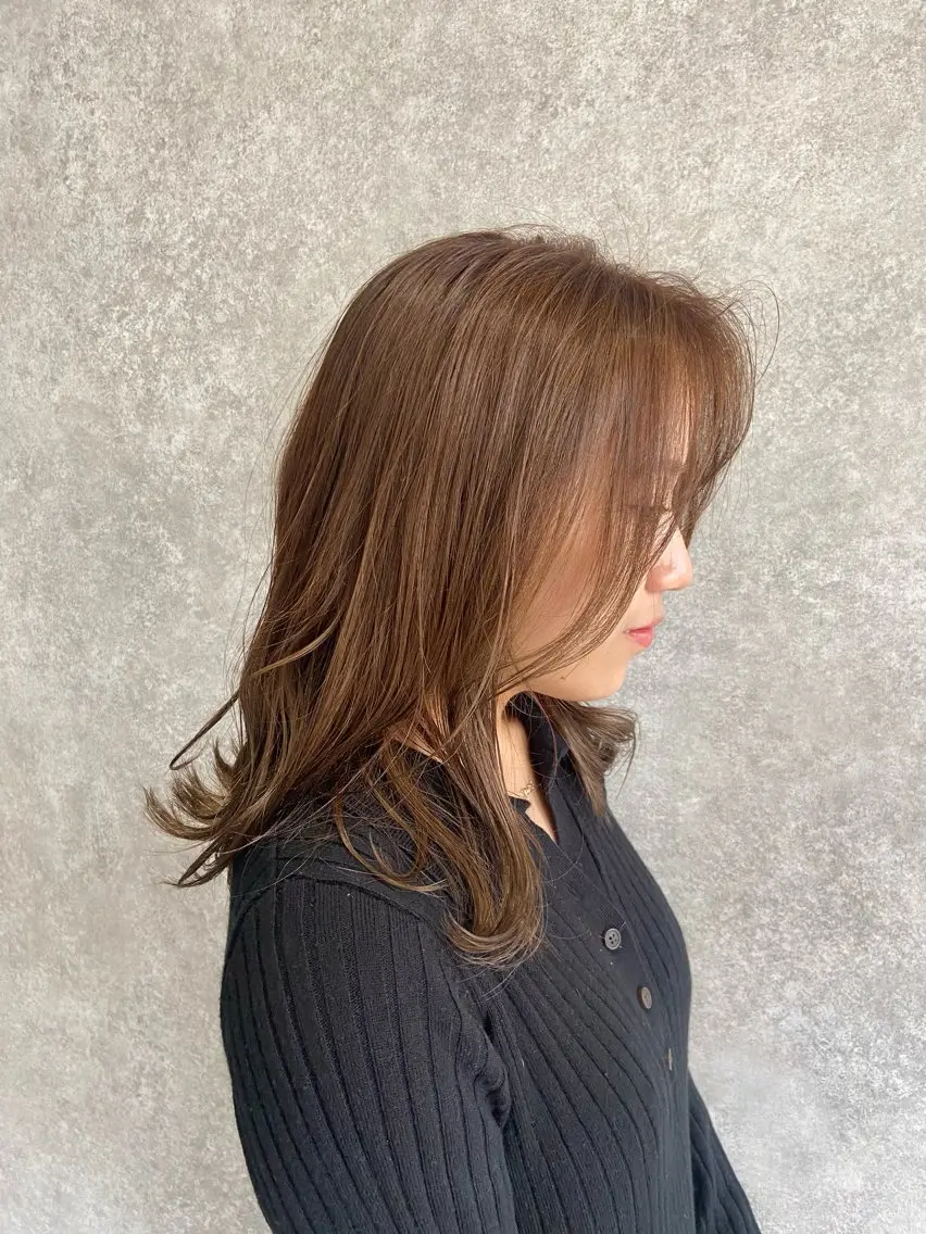 ミディアム カラー ベージュカラー ヘアカラー ナチュラル🪽透明感 艶カラー/吉塚樋口のヘアスタイル