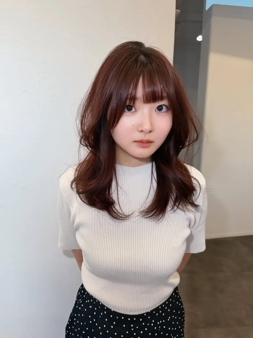 ミディアム レイヤーカット カット テラダ ユウシンのヘアスタイル