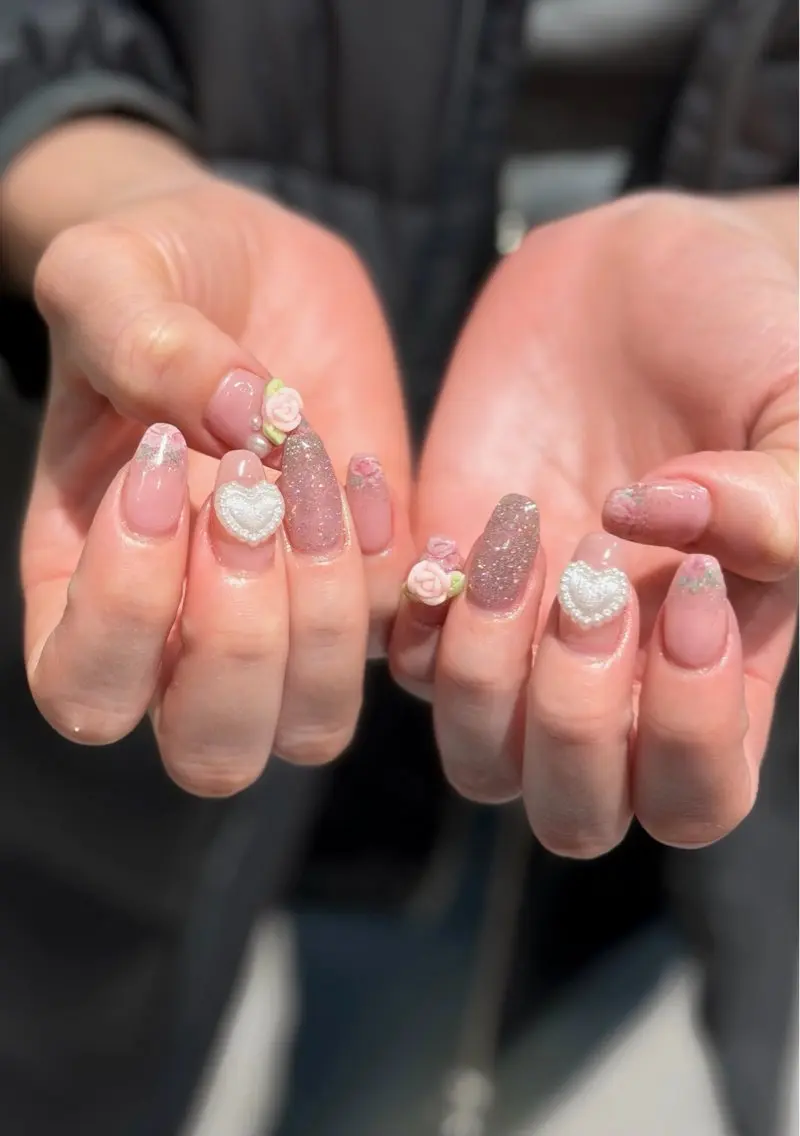 ネイル アートネイル 春ネイル yume 🎀大人ガーリー🎀のネイルデザイン