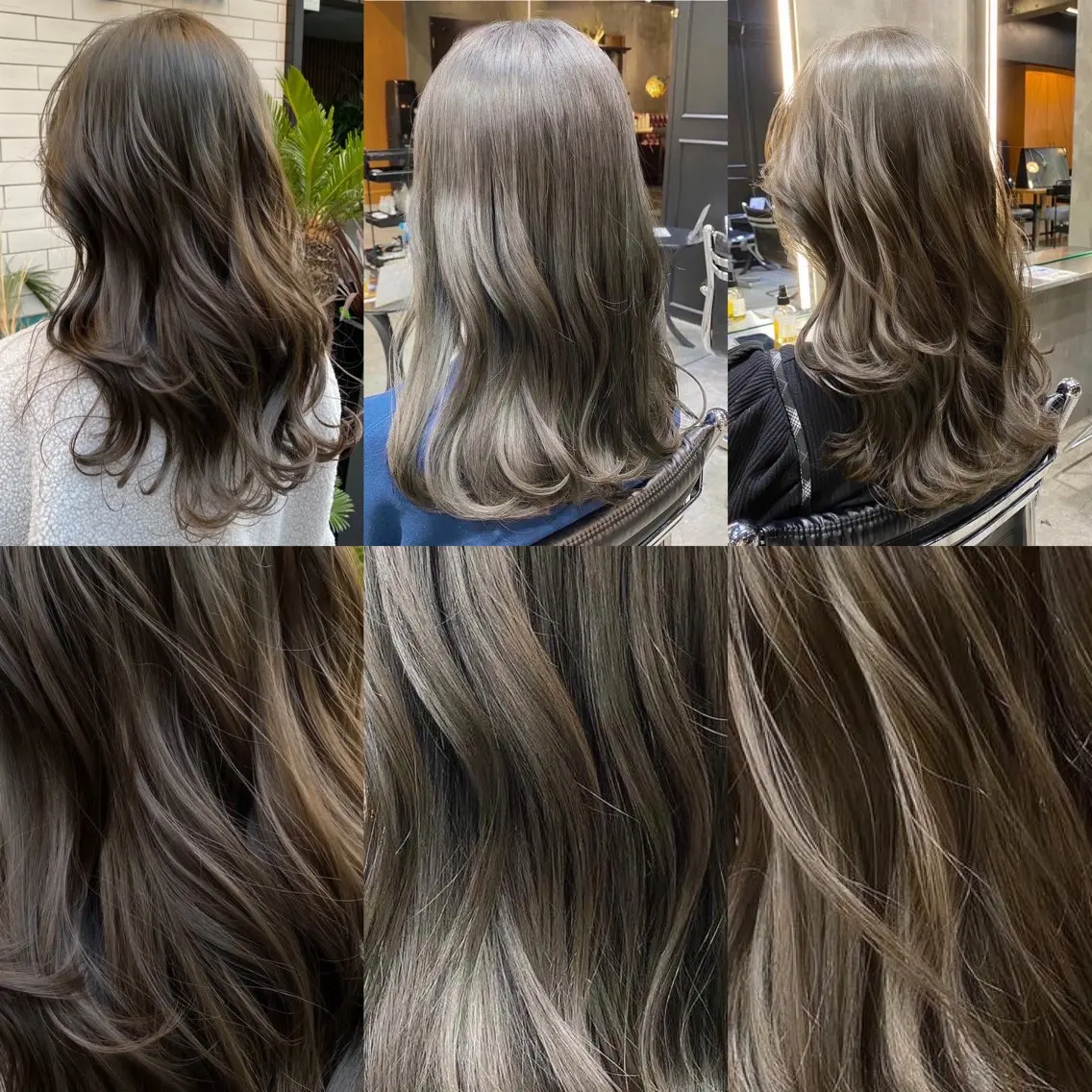 セミロング カラー ブリーチ ダブルカラー グレージュ ブリーチなしカラー カット ヘアカラー 透明感カラー🌿 グレージュ🐺陽介のヘアスタイル