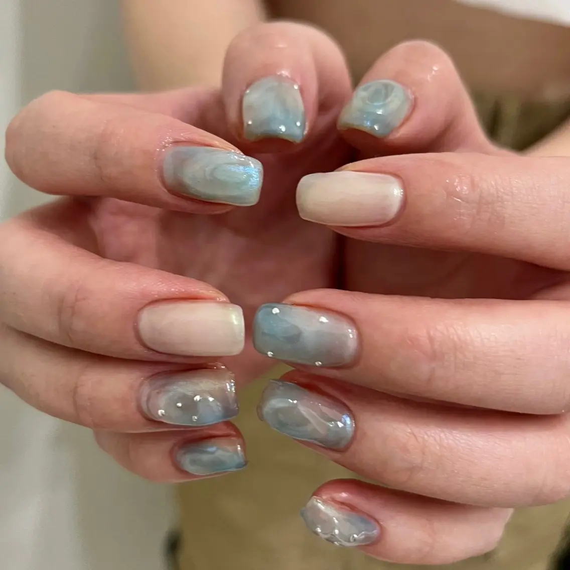 ネイル グリーン ハンドネイル vegh. nail/阿波座のネイルデザイン