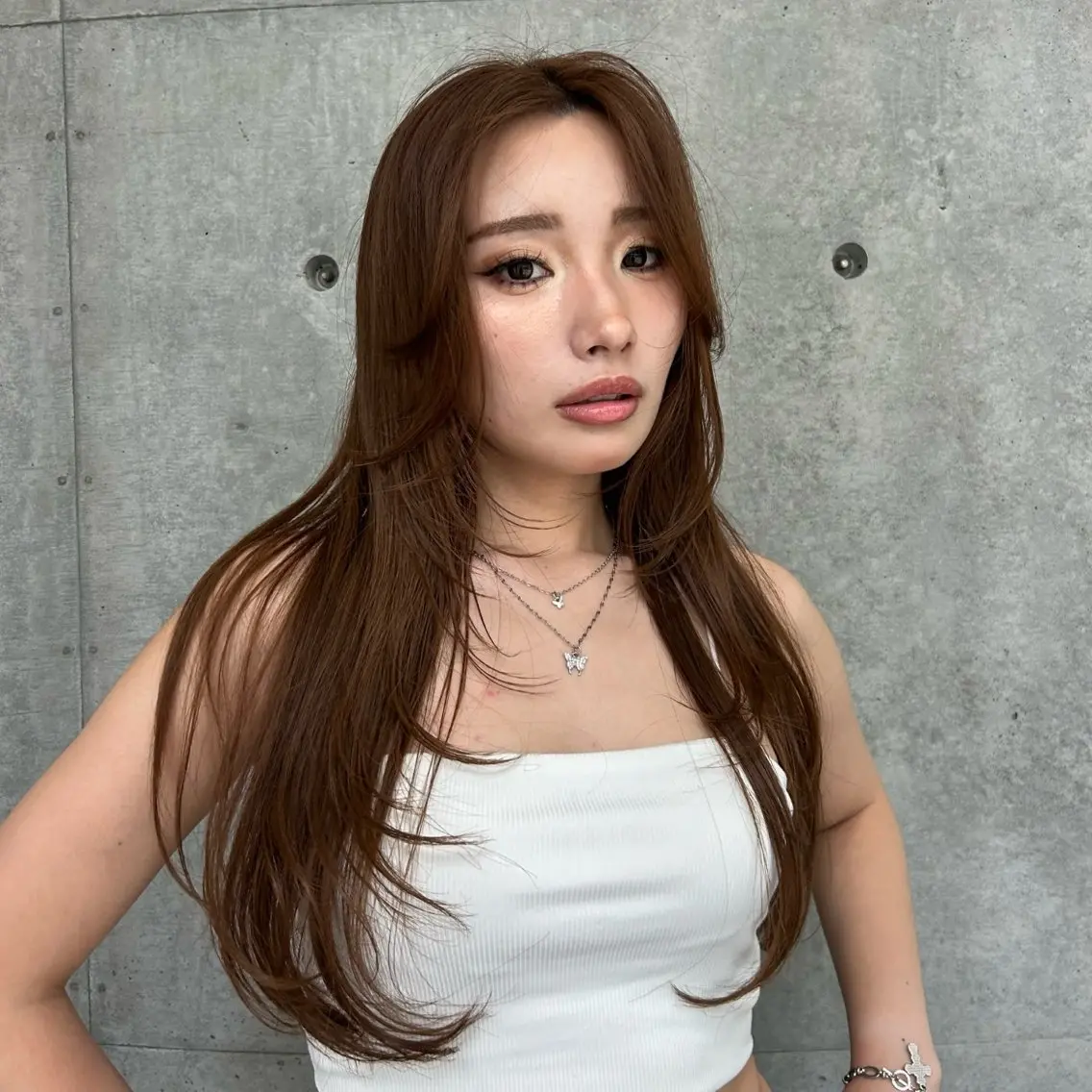ロング カラー カット ヘアカラー トリートメント 🍒ハイレイヤー🍒 海外ヘア🍒Momoのヘアスタイル