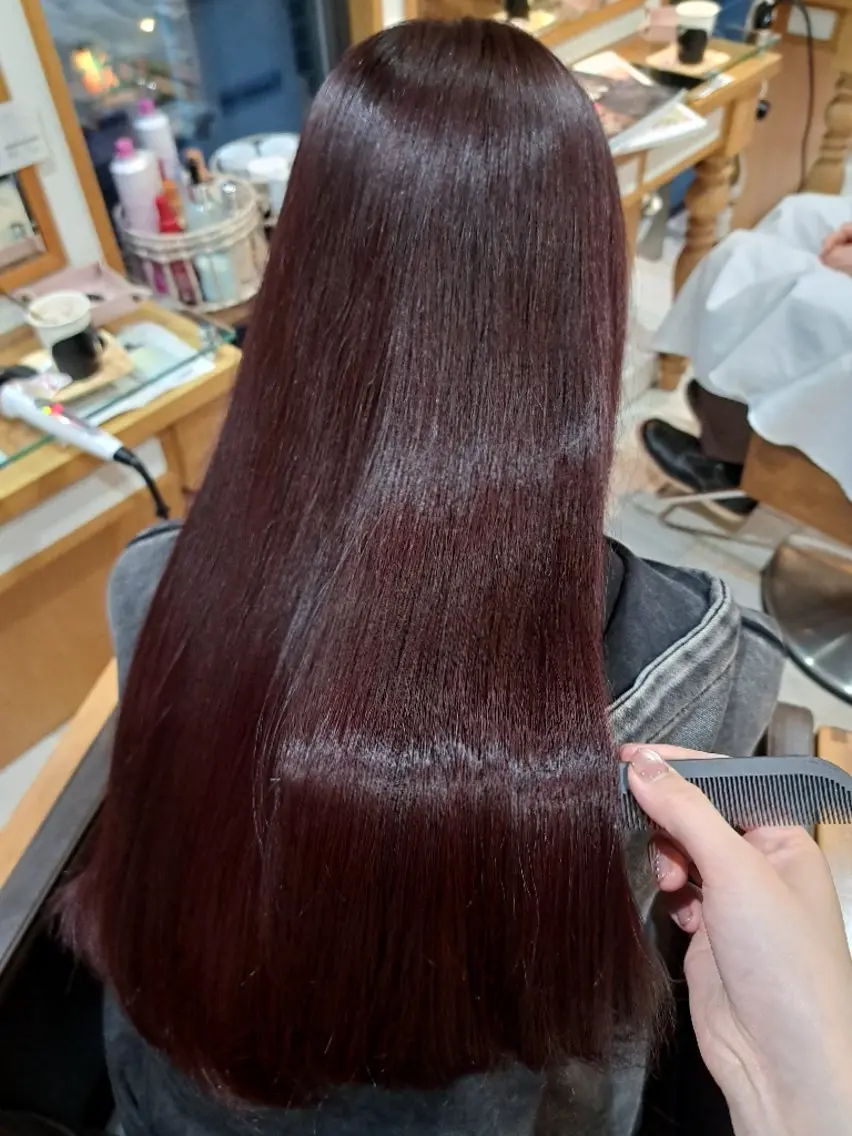 ロング カラー ブリーチ ブリーチなしカラー レッドカラー カット ヘアカラー MIYU/透明感 渋谷/ベージュカラーのヘアスタイル