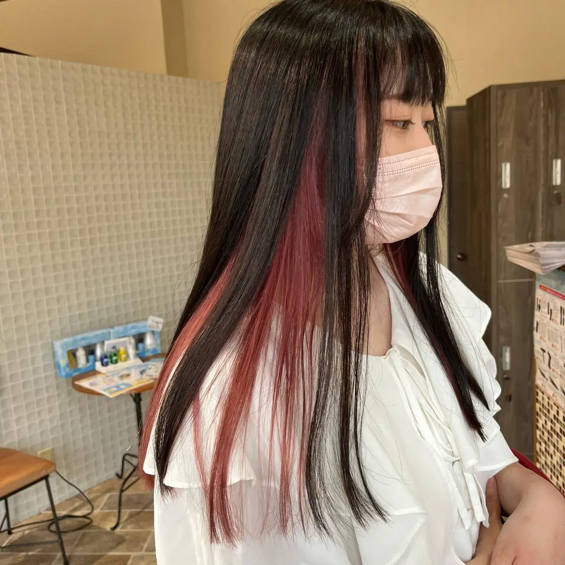 ロング カラー ピンクカラー 中村 友香のヘアスタイル