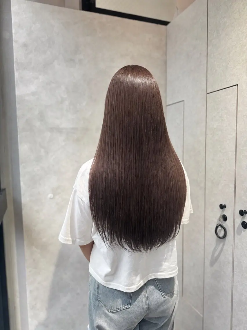 ロング ピンク/グレージュ 髪質改善SOMAのヘアスタイル