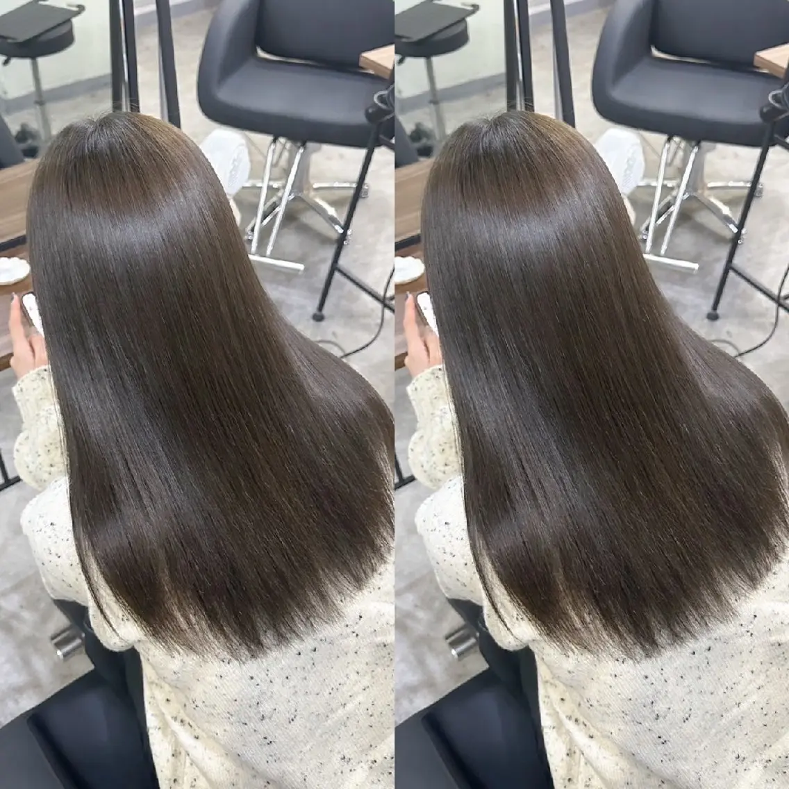 セミロング 髪質改善 縮毛矯正 トリートメント 酸性ストレート 髪質カラー特化 akiのヘアスタイル