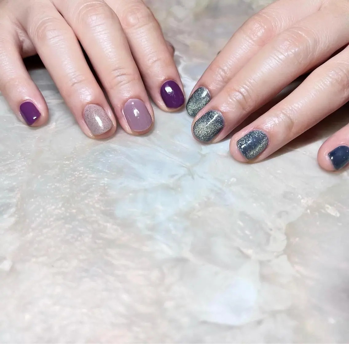 ネイル マグネットネイル ニュアンスネイル ショートネイル gemickle nailのネイルデザイン