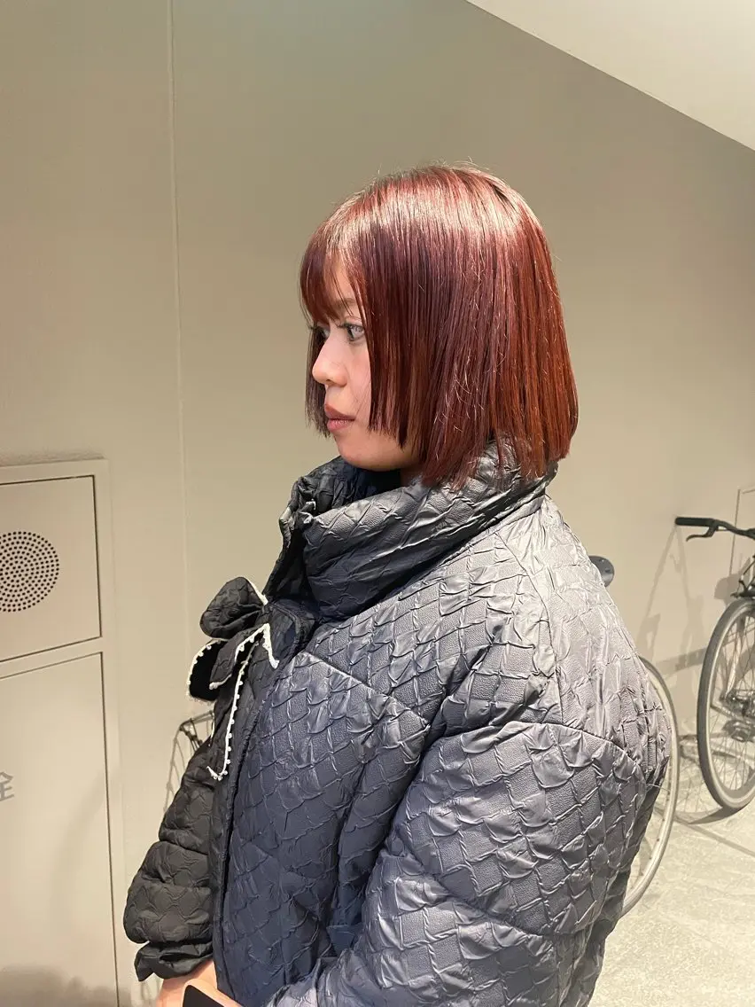ショート カラー ボブレイヤー ブラウンカラー レッドカラー レッドブラウン ボブ CEINE loq ‪🍒なつきのヘアスタイル