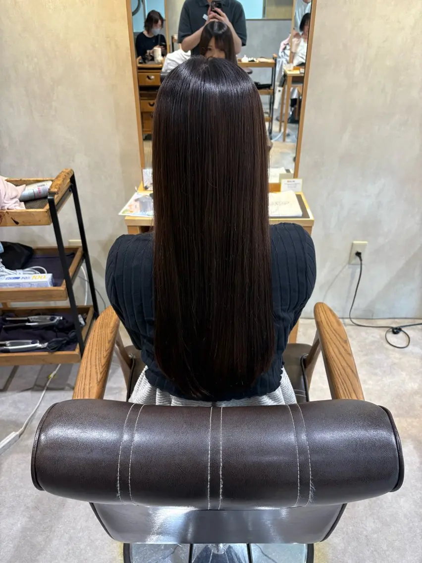 ロング 酸性ストレート カット 縮毛矯正 上原 佑介のヘアスタイル