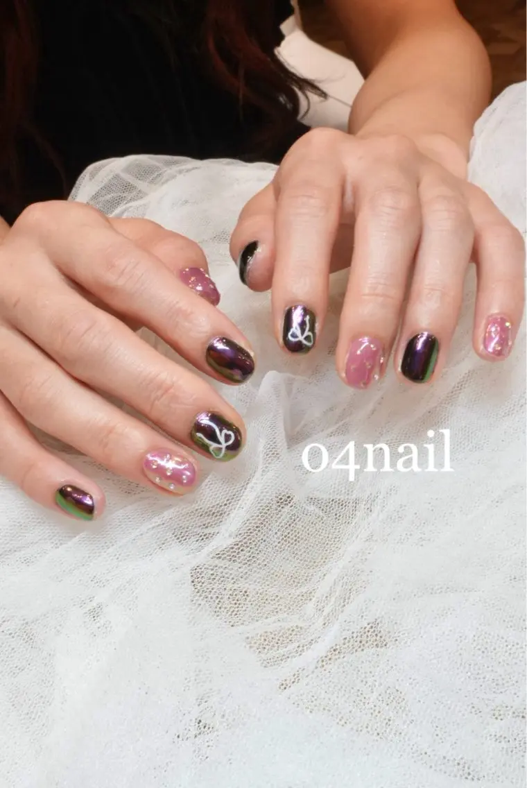 ネイル フラッシュネイル オフィスネイル リボン ハンドネイル o4nail___ ARISAのネイルデザイン