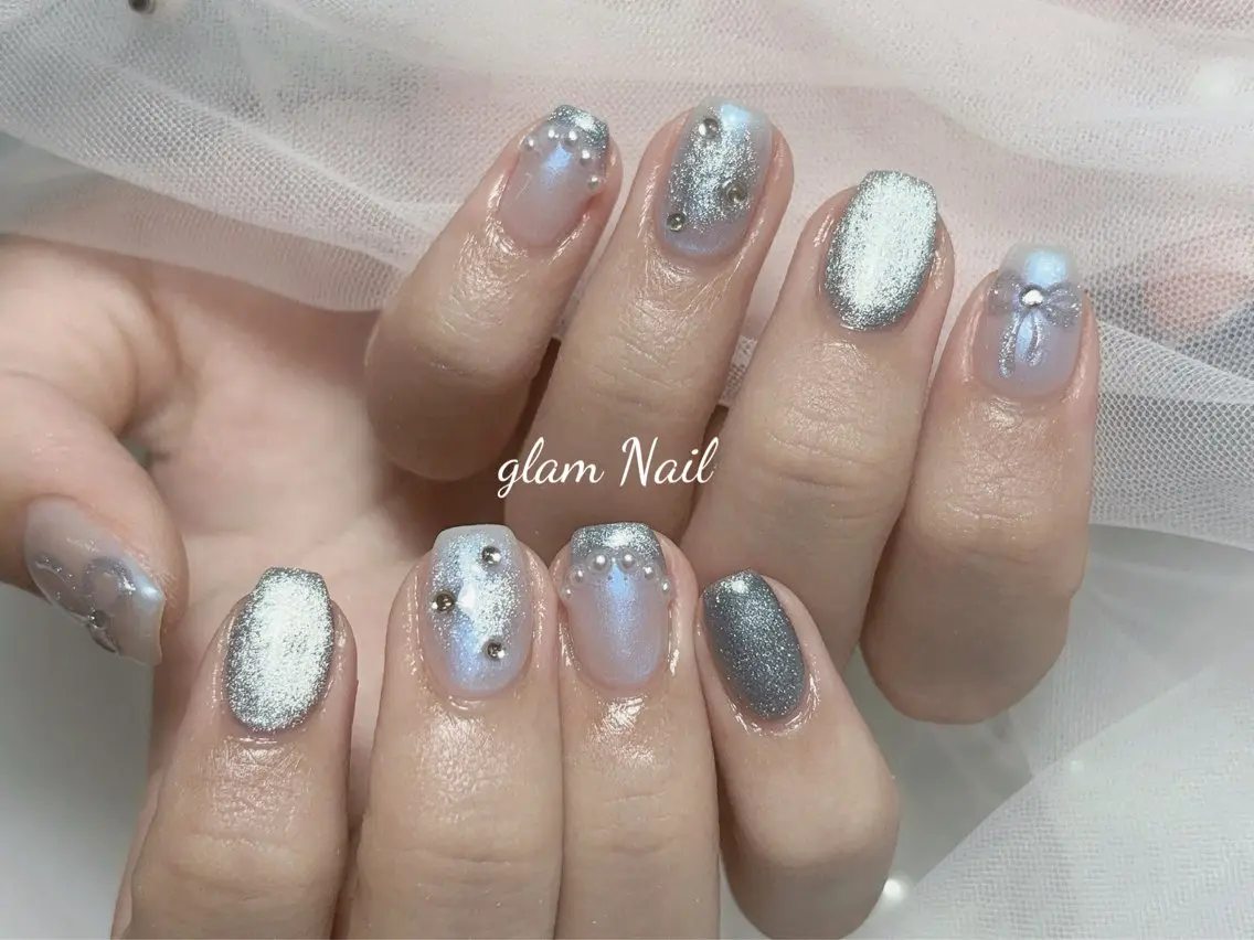 ネイル エツメ💅 長さ出し🎀デザインのネイルデザイン