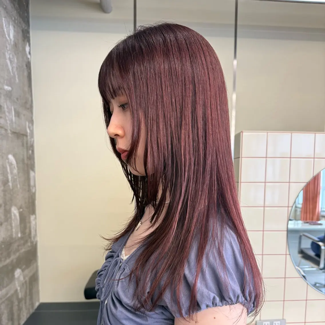 セミロング 顔まわりレイヤー レイヤーカット カット ヘアカラー ボブ/ニュアンス パーマ/sen🩶のヘアスタイル
