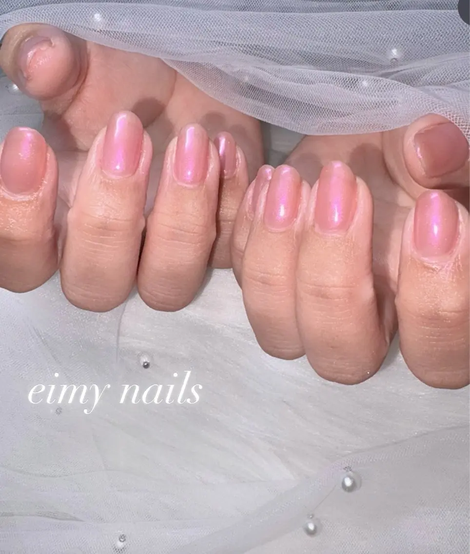 ネイル オーロラネイル ピンク 夏ネイル ハンドネイル eimy nails♡のネイルデザイン