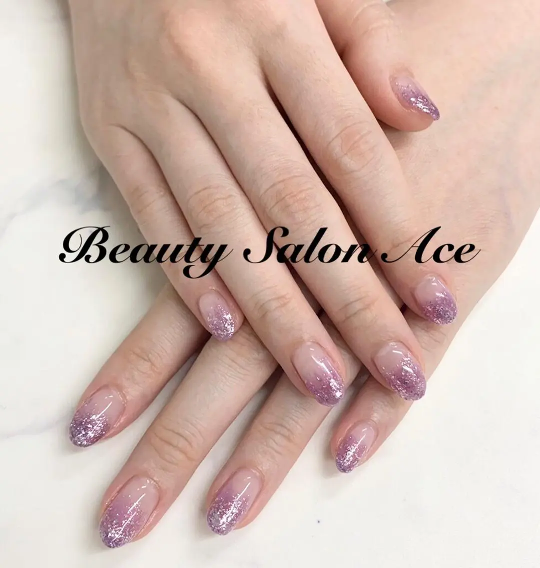 ネイル アートネイル 長さ出し ジェルネイル グラデーション ラメ(グリッター) 池袋フィルイン Ace♡Nailのネイルデザイン