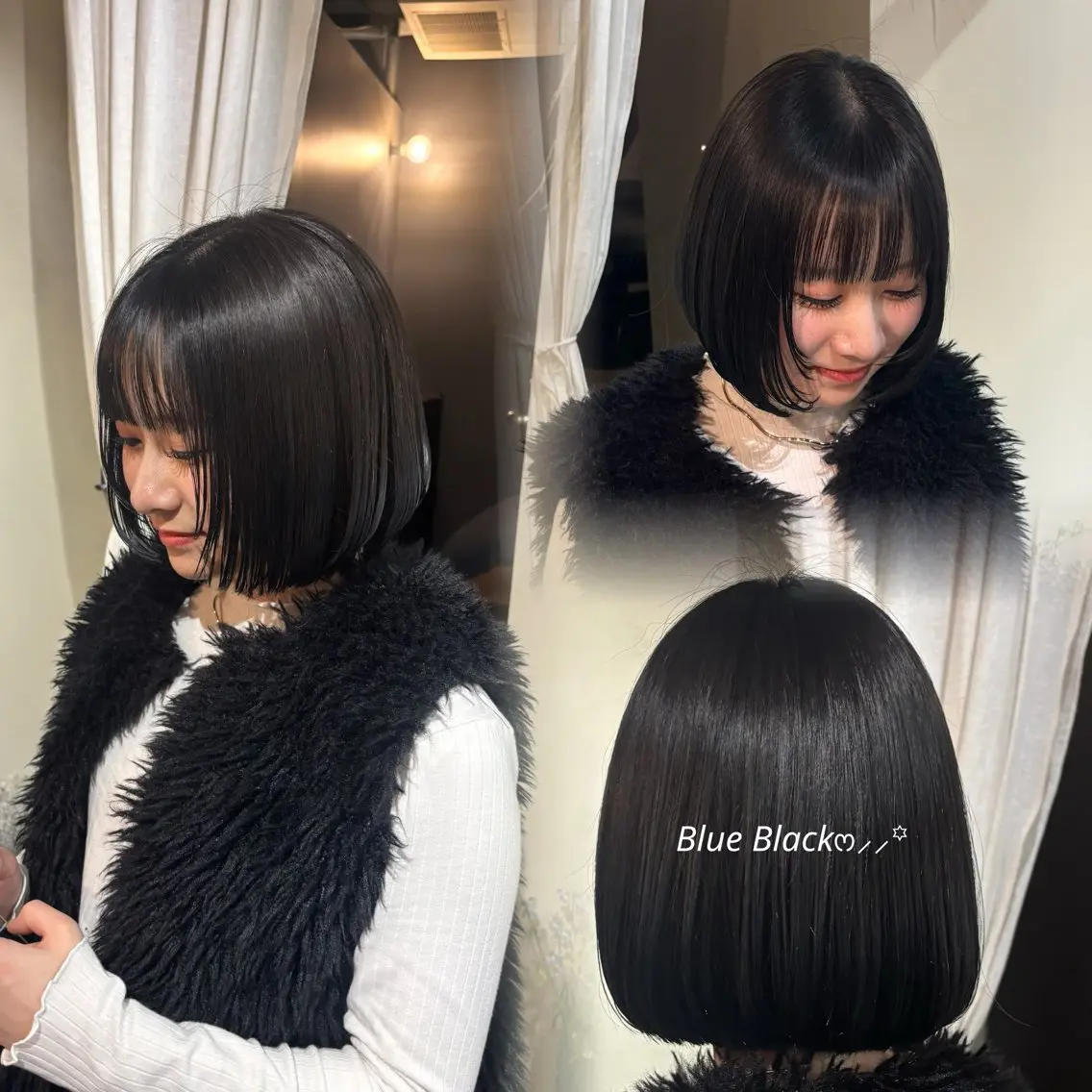 カラー アッシュ 黒髪 ブルーカラー ブルーブラック 透明感カラー Asumi /ブリーチのヘアスタイル