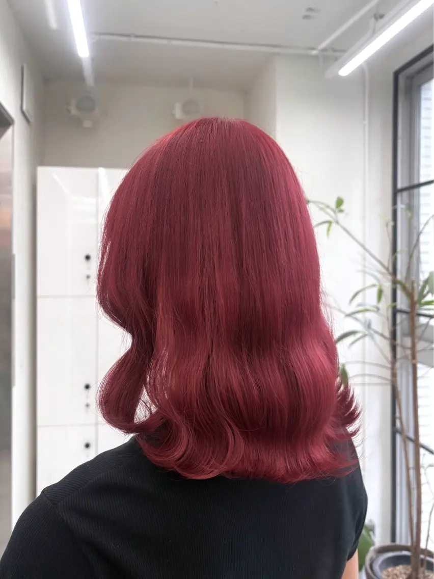 セミロング カラー ブリーチ レッドカラー 🌟ゆりあ🌟 JILLSTUDIOのヘアスタイル