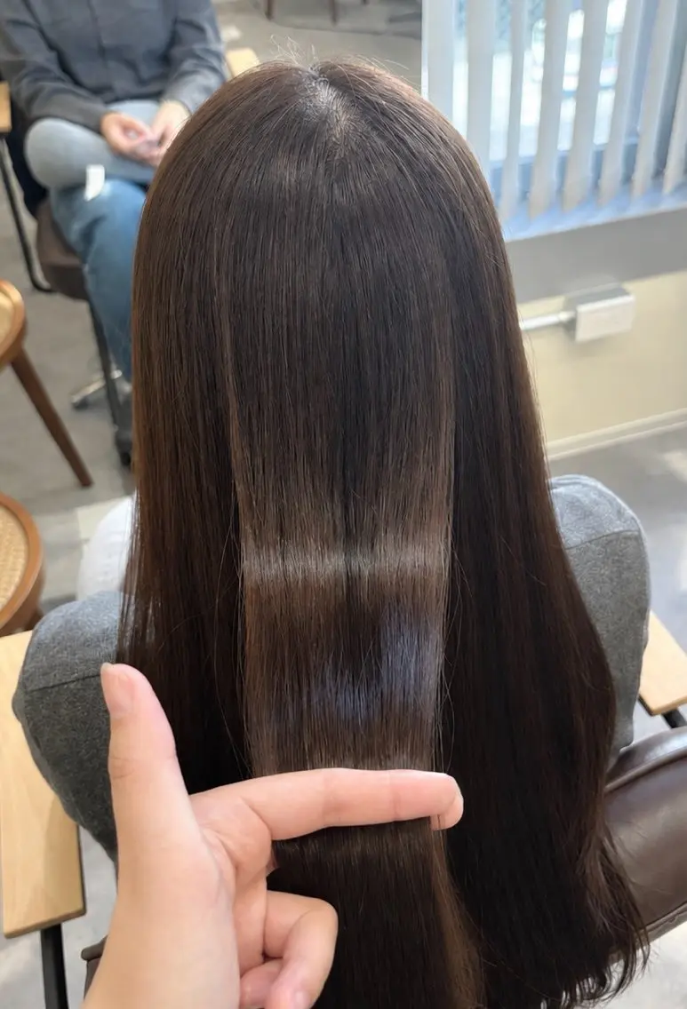 ロング チョコレートブラウン カット ヘアカラー トリートメント 柿添 莉央のヘアスタイル