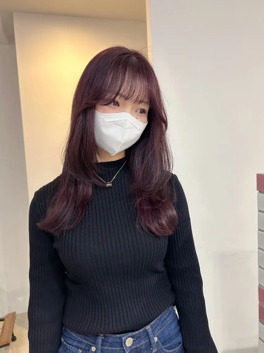 ロング ピンクラベンダー カット ヘアカラー トリートメント Koto🌿 ブリーチなしカラーのヘアスタイル