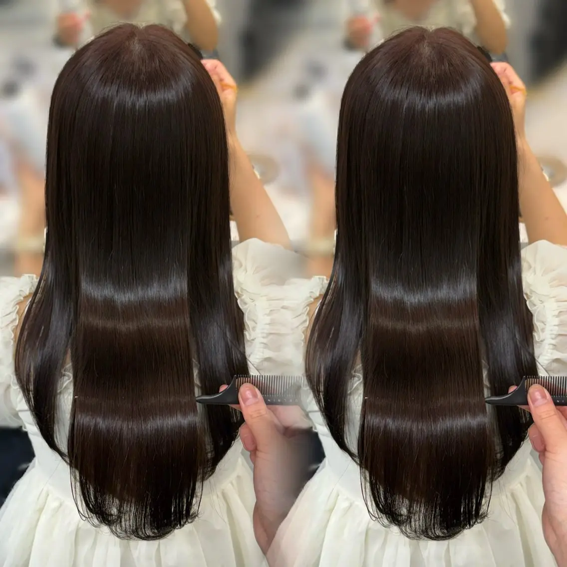 ロング カット 縮毛矯正 𝜗𝜚cocoro 韓国𝜗𝜚のヘアスタイル