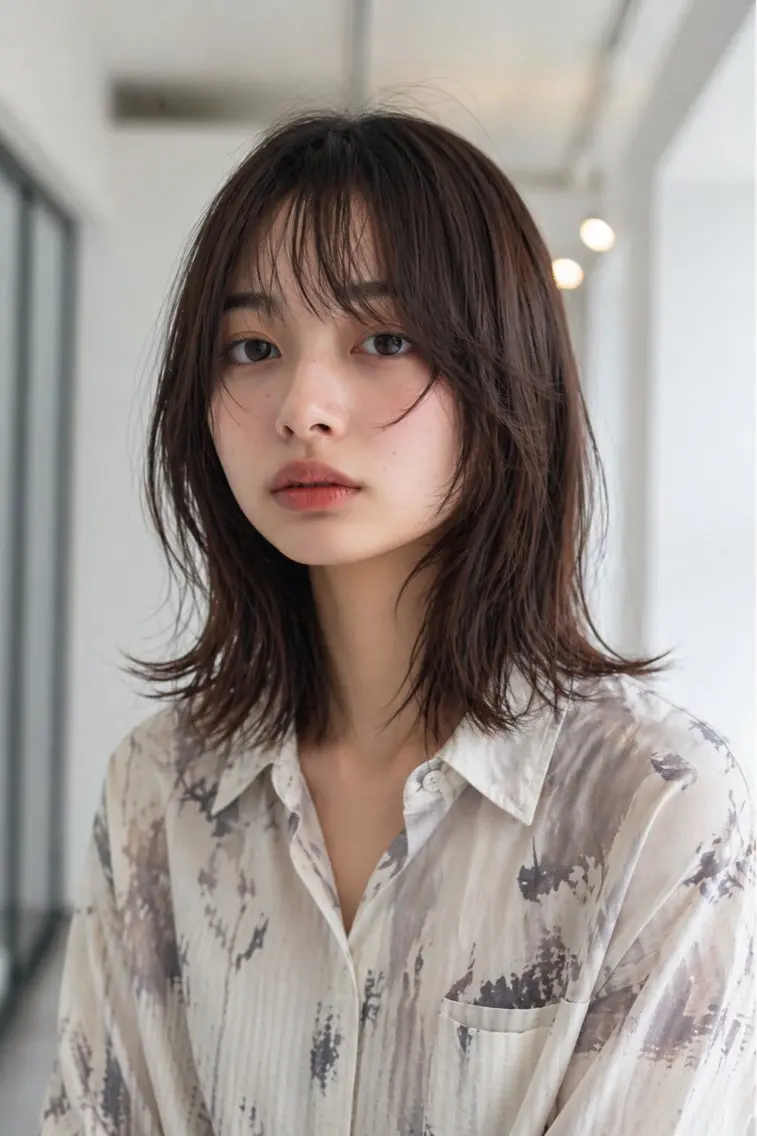 ミディアム ショートボブ ボブ ハイライト 髪質改善 レイヤーカット カット ヘアカラー トリートメント 松谷 圭のヘアスタイル