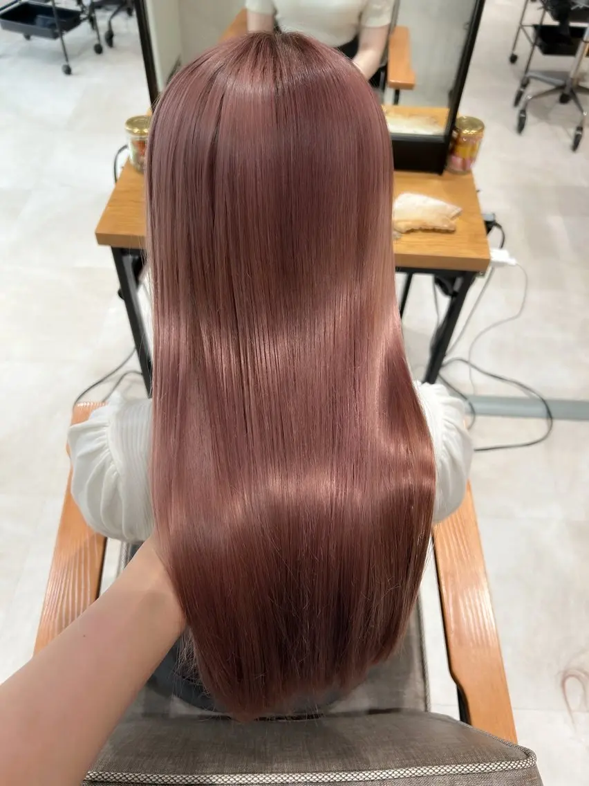 セミロング カラー ベージュカラー ピンクカラー ピンクベージュ カット ヘアカラー トリートメント 🎀レイヤー・艶カラ ー🎀YUMEKAのヘアスタイル